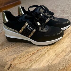 Michael Kors Mabel black Chunky Glitter Wedges Sneakers